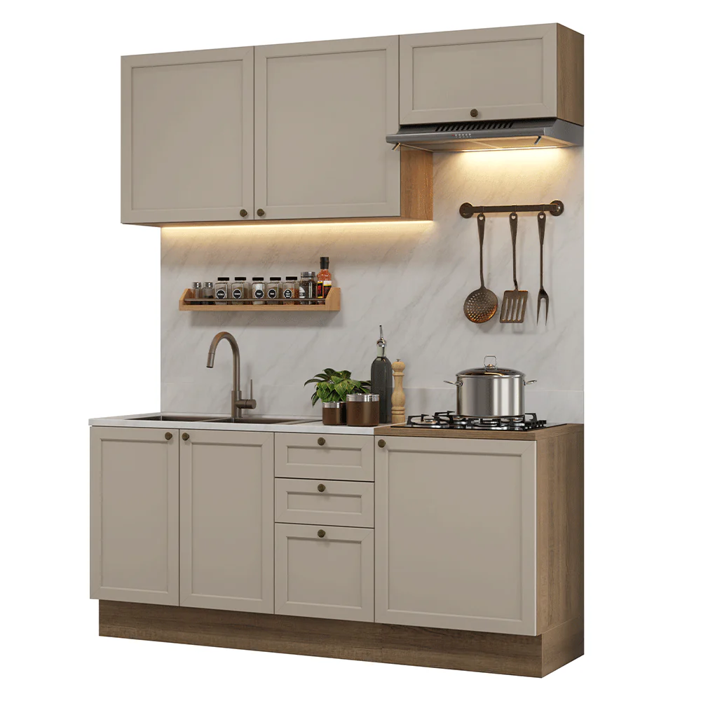 Combo de Cocina Compacta 180 cm Marrón/Crema Vik Madesa 01 - Image 3