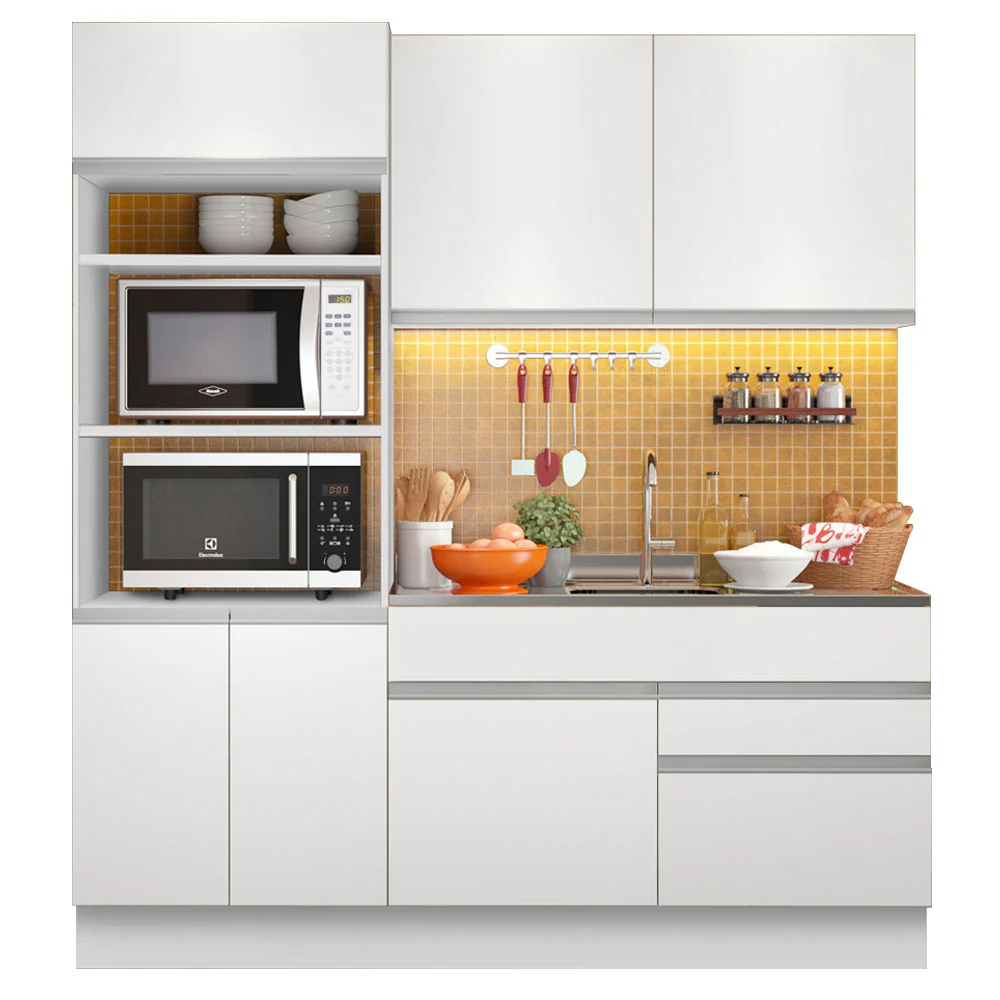 Combo de Cocina Compacta 6 Purtas 2 Cajones (Sin Mesada ni Bacha) Blanco Lívia Madesa - Image 2