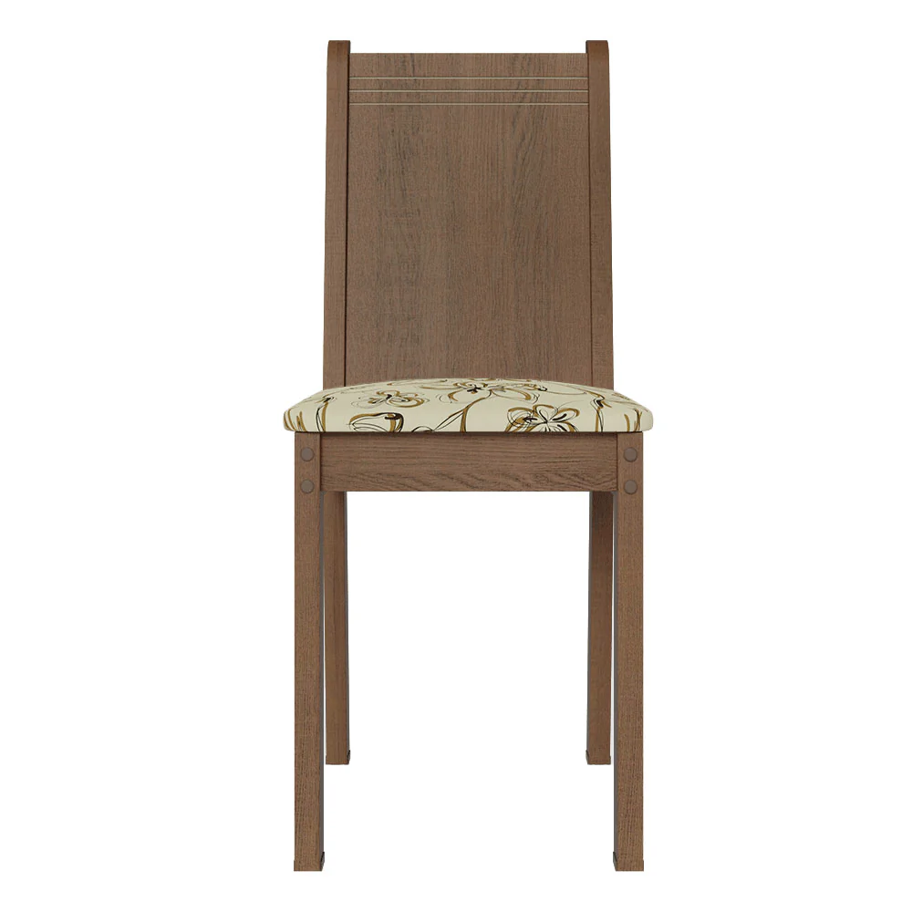 Conjunto Comedor Mesa Mesada de Vidro 4 Sillas Marrón/Lírio Bege Camélia Madesa - Image 11