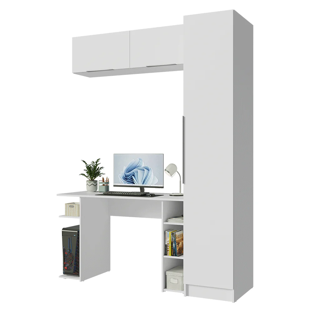 Conjunto Home Office 1 Placard 2 Alacenas Neo 1 Escritorio Blanco Madesa - Image 3