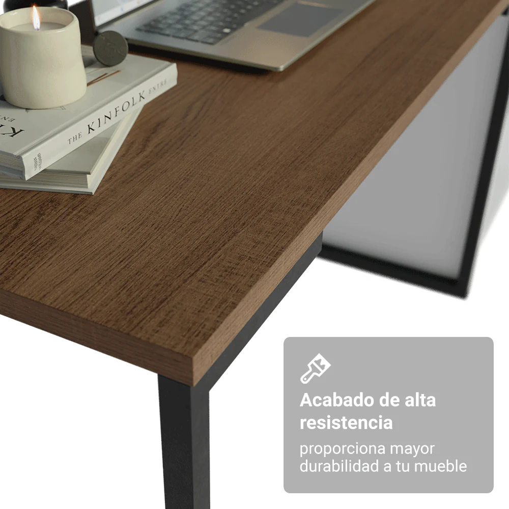 Conjunto Home Office 2 Placard Neo con Espejos 1 Escritorio 2 Repisas Blanco/Marrón Madesa - Image 7