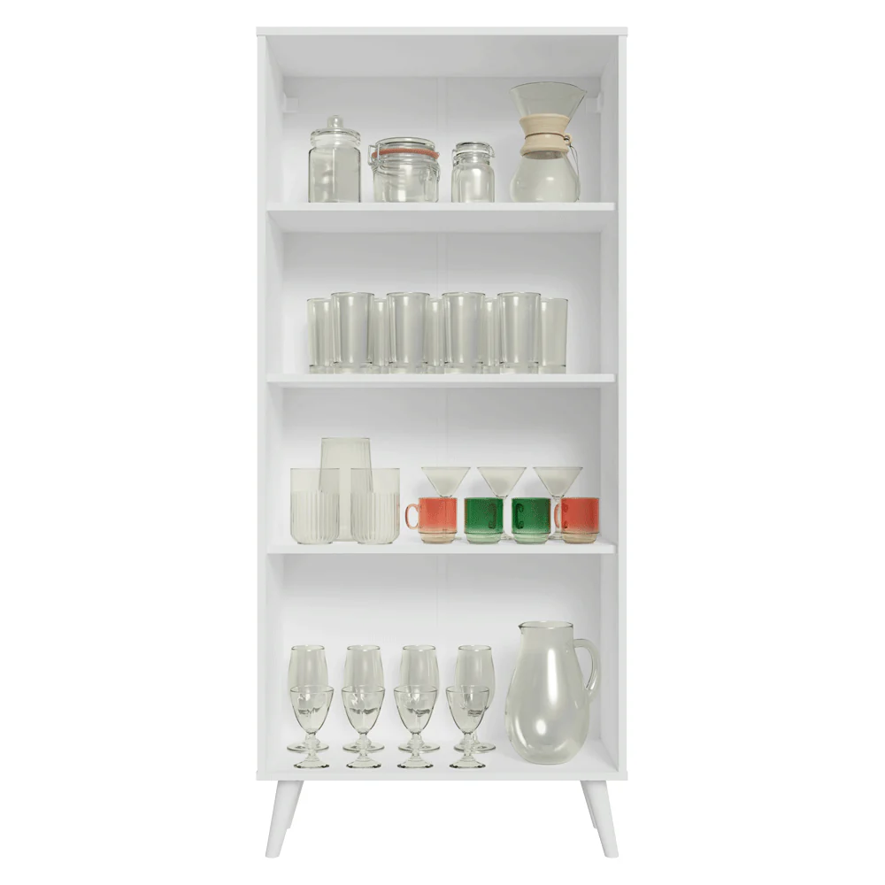 Cristalero 70 cm 2 Puertas de Vidrio con Patas Vik Blanco/Gris/Blanco - Image 5