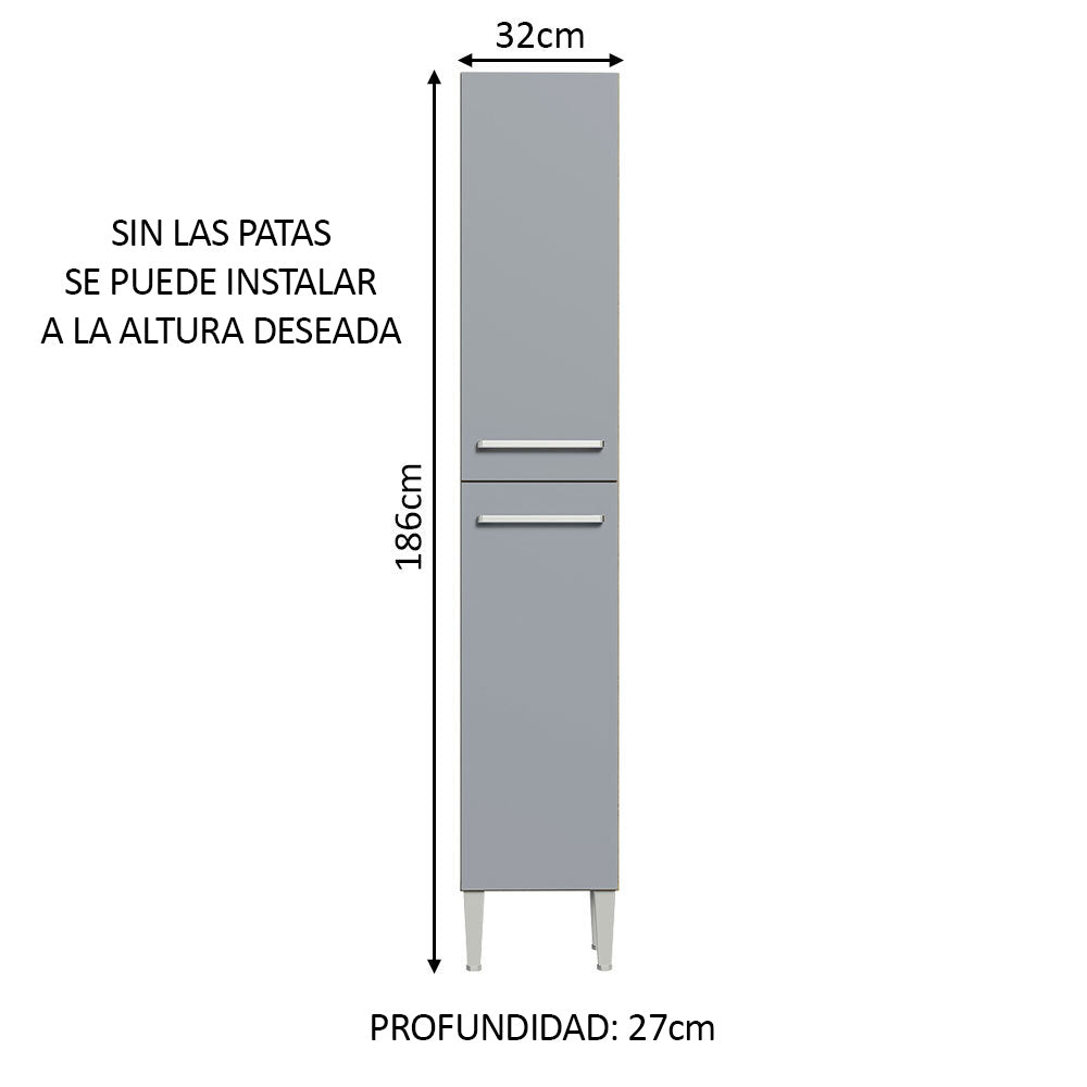 Despensero 32 cm Sin cajones 2 Puertas Emilly Marrón/Gris - Image 2