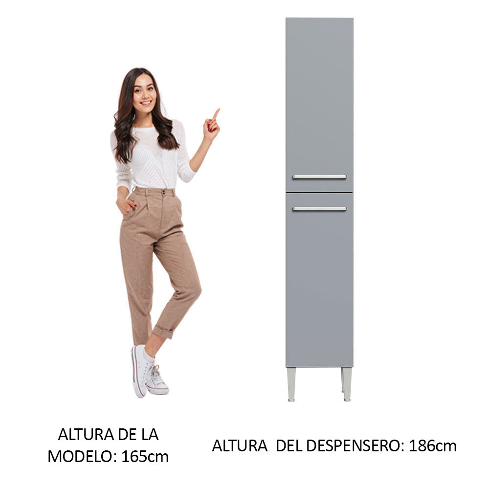 Despensero 32 cm Sin cajones 2 Puertas Emilly Marrón/Gris - Image 5