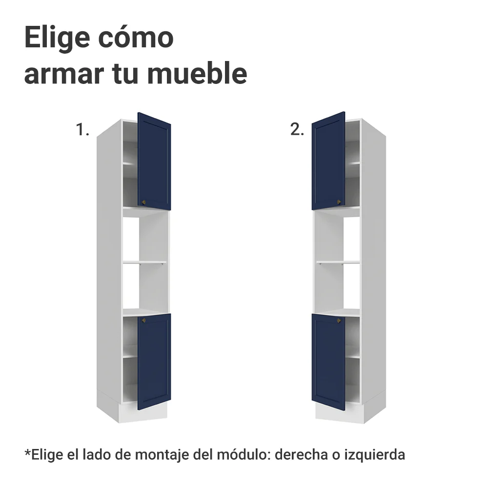 Despensero 40 cm 2 Puertas e 2 Nichos Blanco/Azul Vik Madesa - Image 4