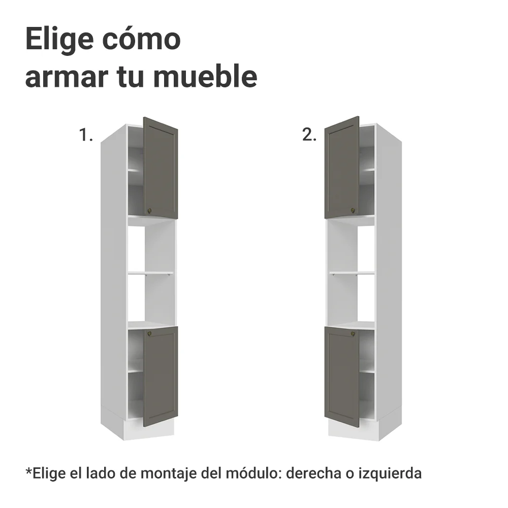 Despensero 40 cm 2 Puertas e 2 Nichos Blanco/Gris Vik Madesa - Image 4