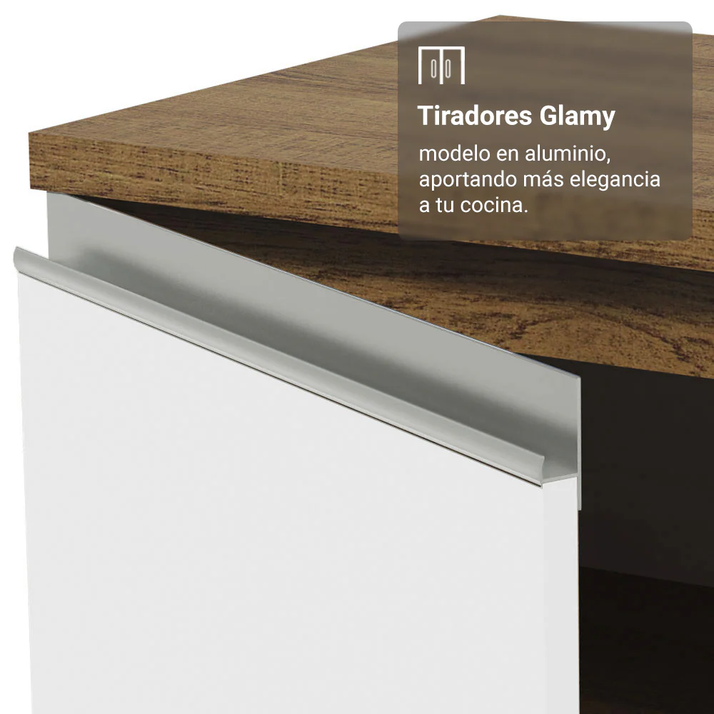 Despensero 40 cm 2 Puertas e 2 Nichos Marrón/Blanco Glamy Madesa - Image 7