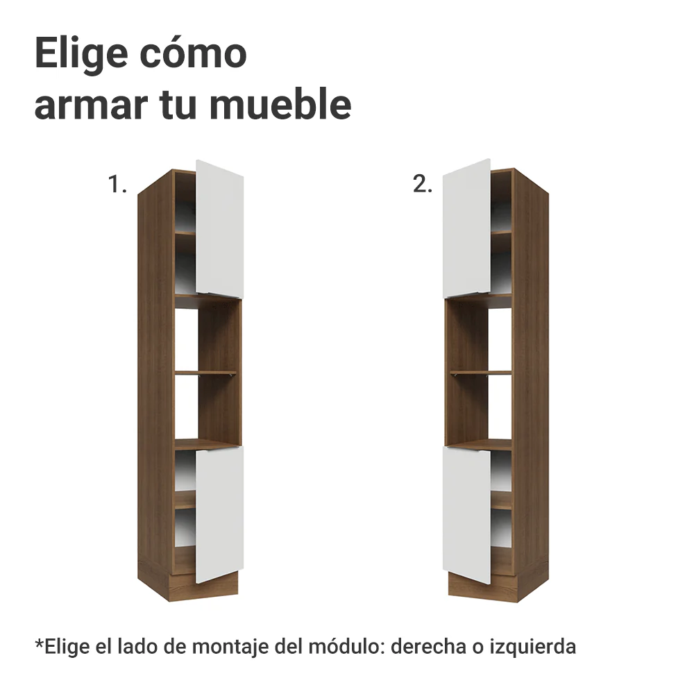 Despensero 40 cm 2 Puertas e 2 Nichos Marrón/Blanco Stella Madesa - Image 4