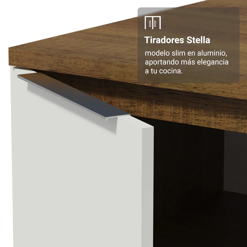 Despensero 40 cm 2 Puertas e 2 Nichos Marrón/Blanco Stella Madesa - Image 7