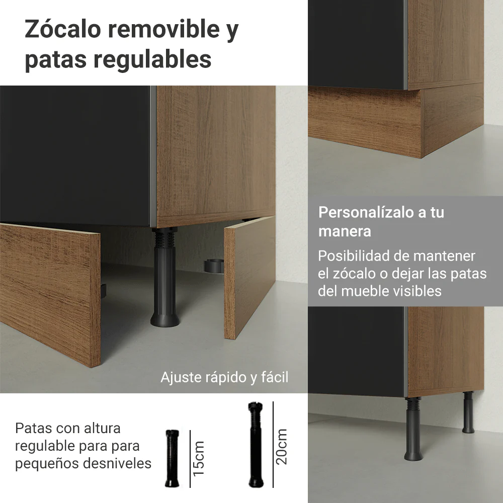 Despensero 40 cm 2 Puetas y 2 Nichos Marrón/Negro Lux Madesa - Image 9