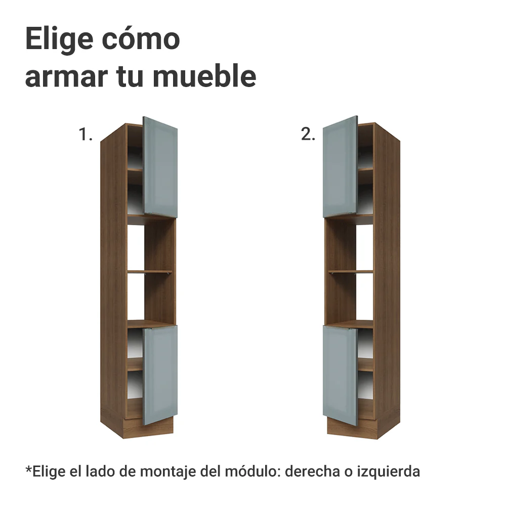 Despensero 40cm 2 Puertas e 2 Nichos Marrón/Gris Lux Madesa - Image 4
