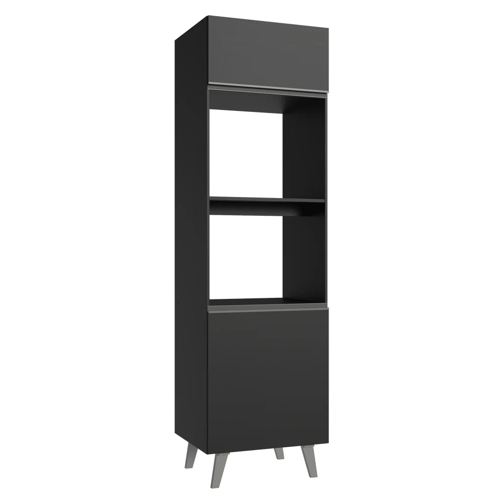 Despensero 60 cm 2 Puertas 2 Nichos con Patas Negro Nice Madesa