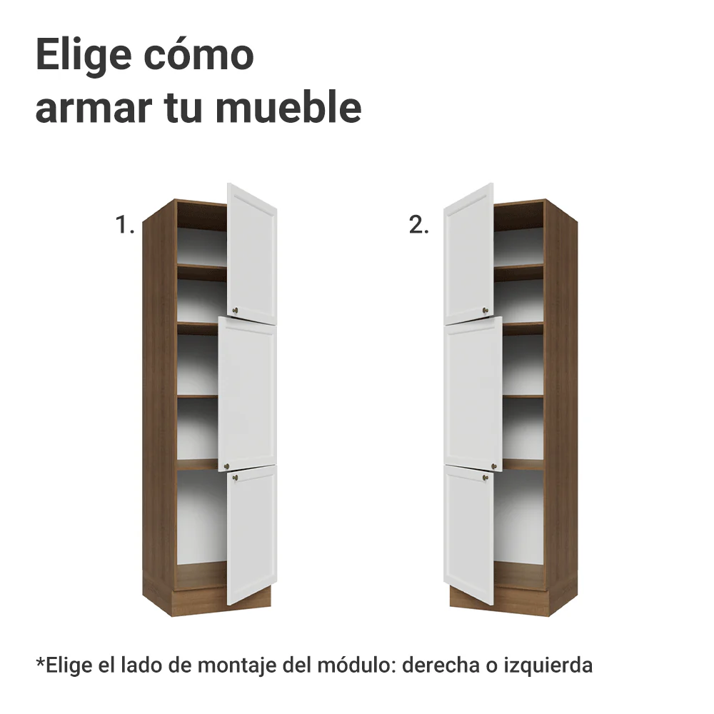 Despensero 60 cm 3 Puertas Marrón/Blanco Vik Madesa - Image 4