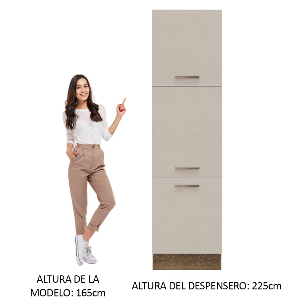 Despensero 60 cm 3 Puertas Marrón/Crema Agata Madesa - Image 3