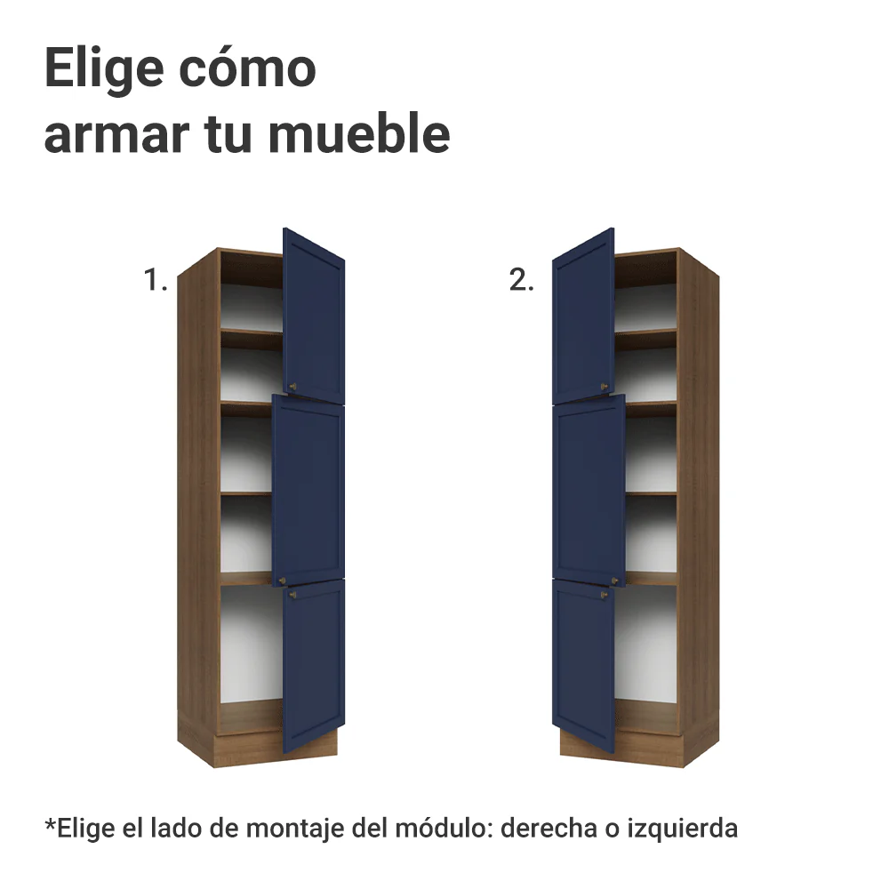 Despensero 60 x 60 cm 3 Puertas Marrón/Azul Vik Madesa - Image 4