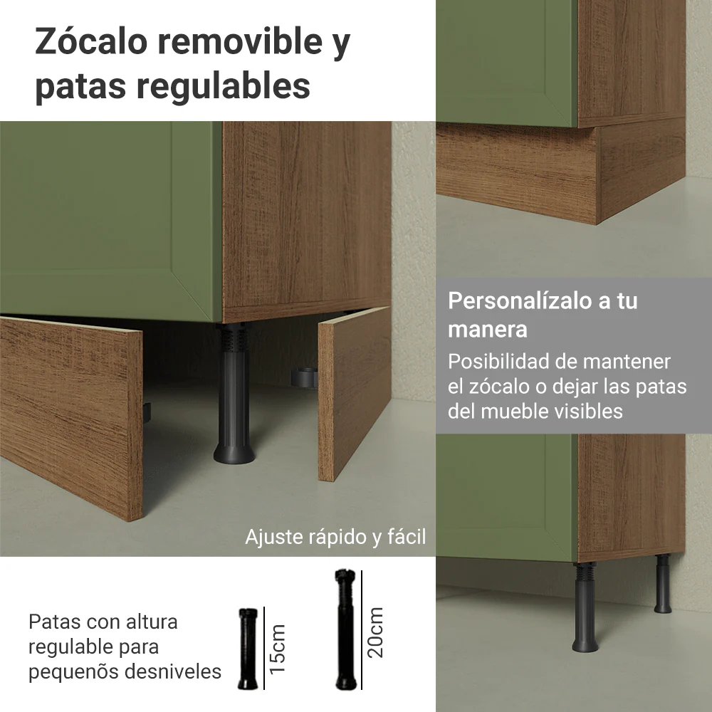 Despensero 60 x 60 cm 3 Puertas Marrón/Verde Vik Madesa - Image 9