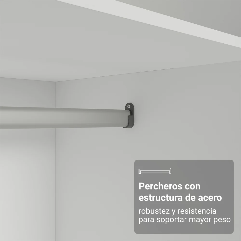 Dormitorio Completo de Esquinero Individual 415 cm Placard con Espejos Blanco Neo Madesa 02 - Image 8