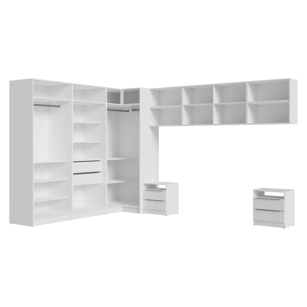 Dormitorio Completo Matrimonial de Esquina 610 cm Mesa de Luz Neo Blanco - Image 5