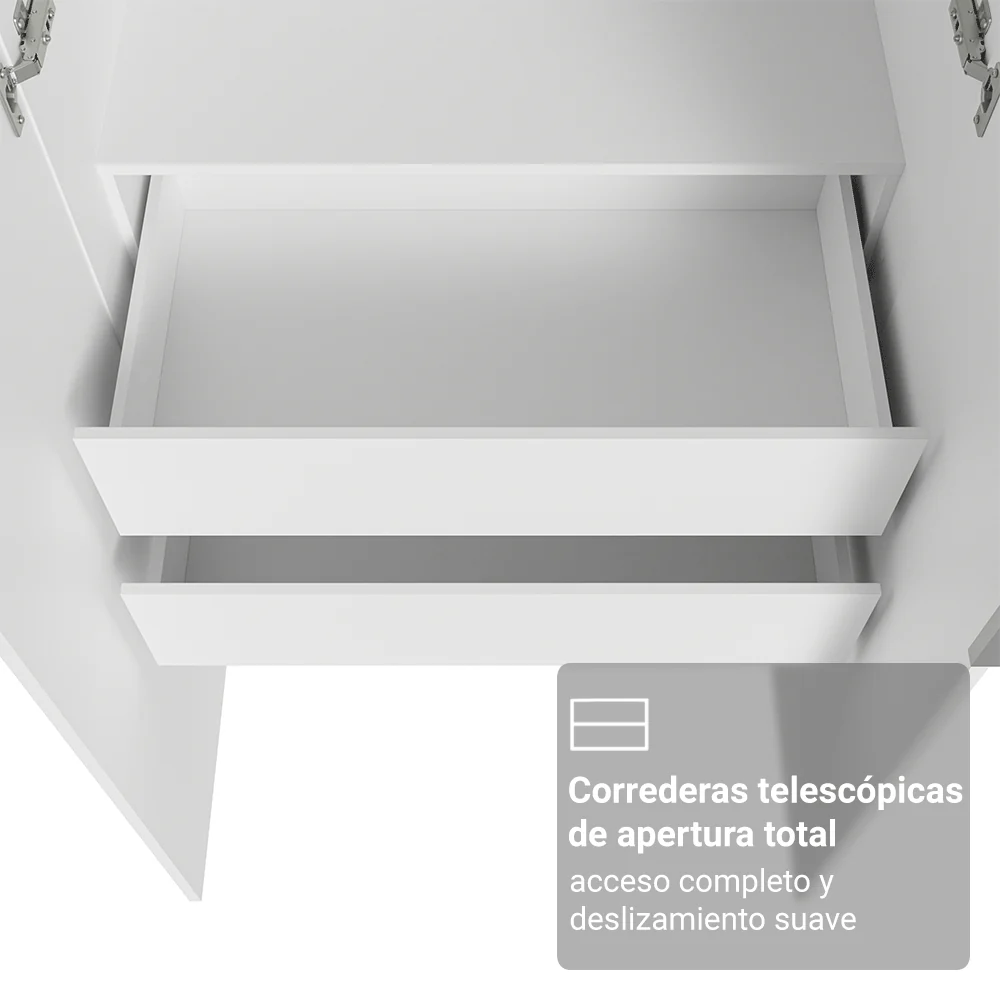 Dormitorio Infantil con 2 Placards Neo con Espejos 2 Alacenas 1 Cómoda Blanco Madesa 04 - Image 8