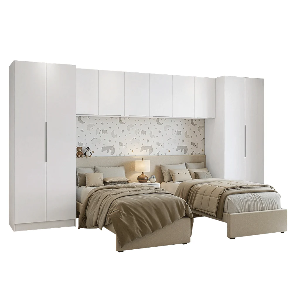 Dormitorio Infantil Madesa Neo Blanco con 2 Placards, 3 Alacenas y 1 Mesa de Luz - Image 3