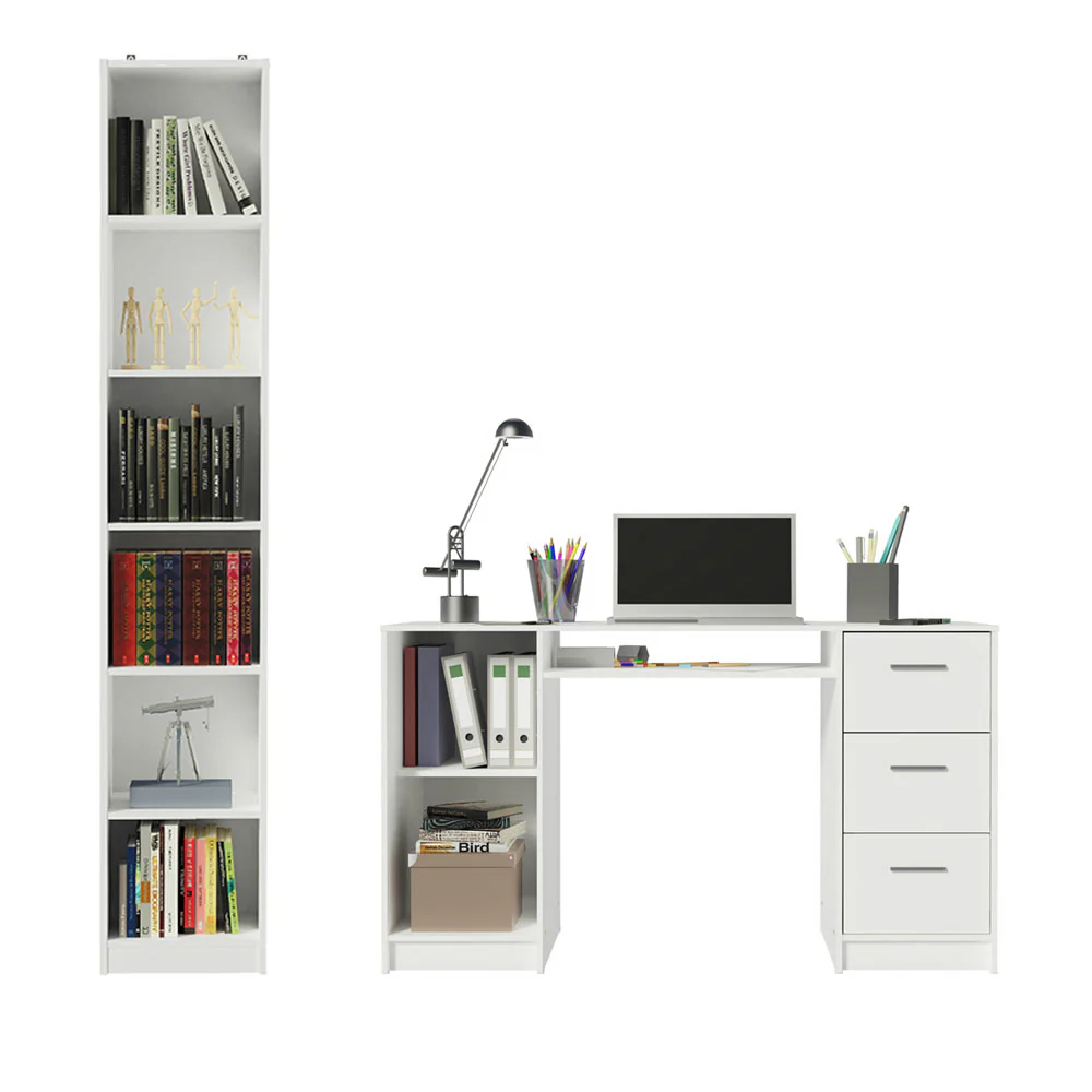 Escritorio de Oficina Madesa Alaska + Mueble Estante Librero Blanco - Image 8