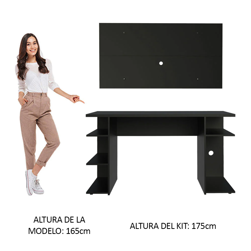 Escritorio Gamer Madesa 9409 con Panel para TV hasta 50 Pulgadas Negro - Image 4