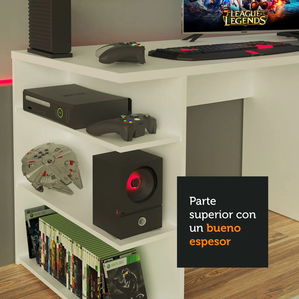 Escritorio Gamer Para PC y Consola Blanco - Image 4