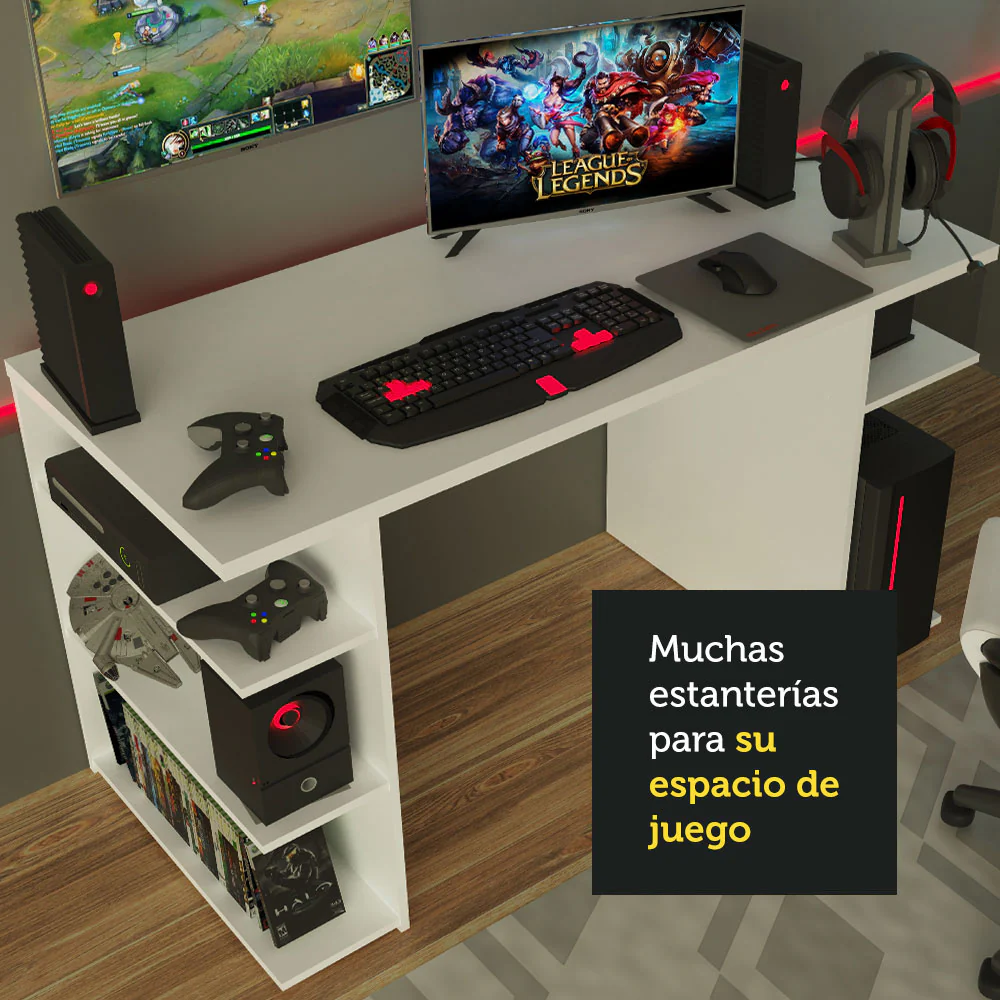 Escritorio Gamer Para PC y Consola Blanco - Image 5