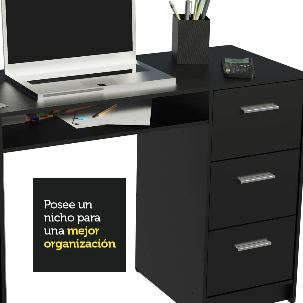 Escritorio Madesa Alaska y Librero Organizador 6906 Negro - Image 4
