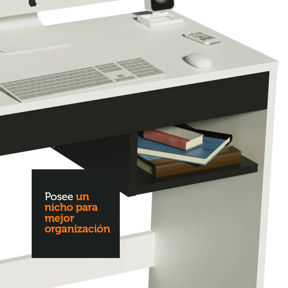 Escritorio Madesa Rubi y Librero Organizador 6907 Blanco - Image 6