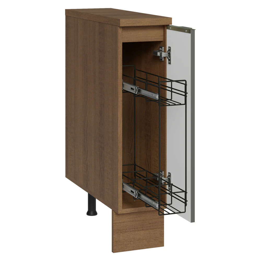 Especiero 20 cm X 60 cm, 1 puerta (Con Mesada), Marrón/Blanco aterciopelado Lux Madesa - Image 3