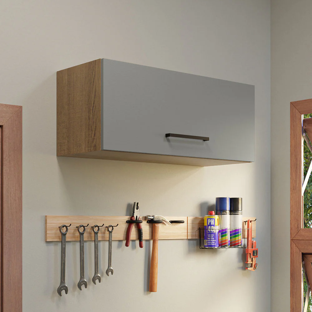 Gabinete Superior Multiuso Garaje 80cm Marrón/Gris Agata
