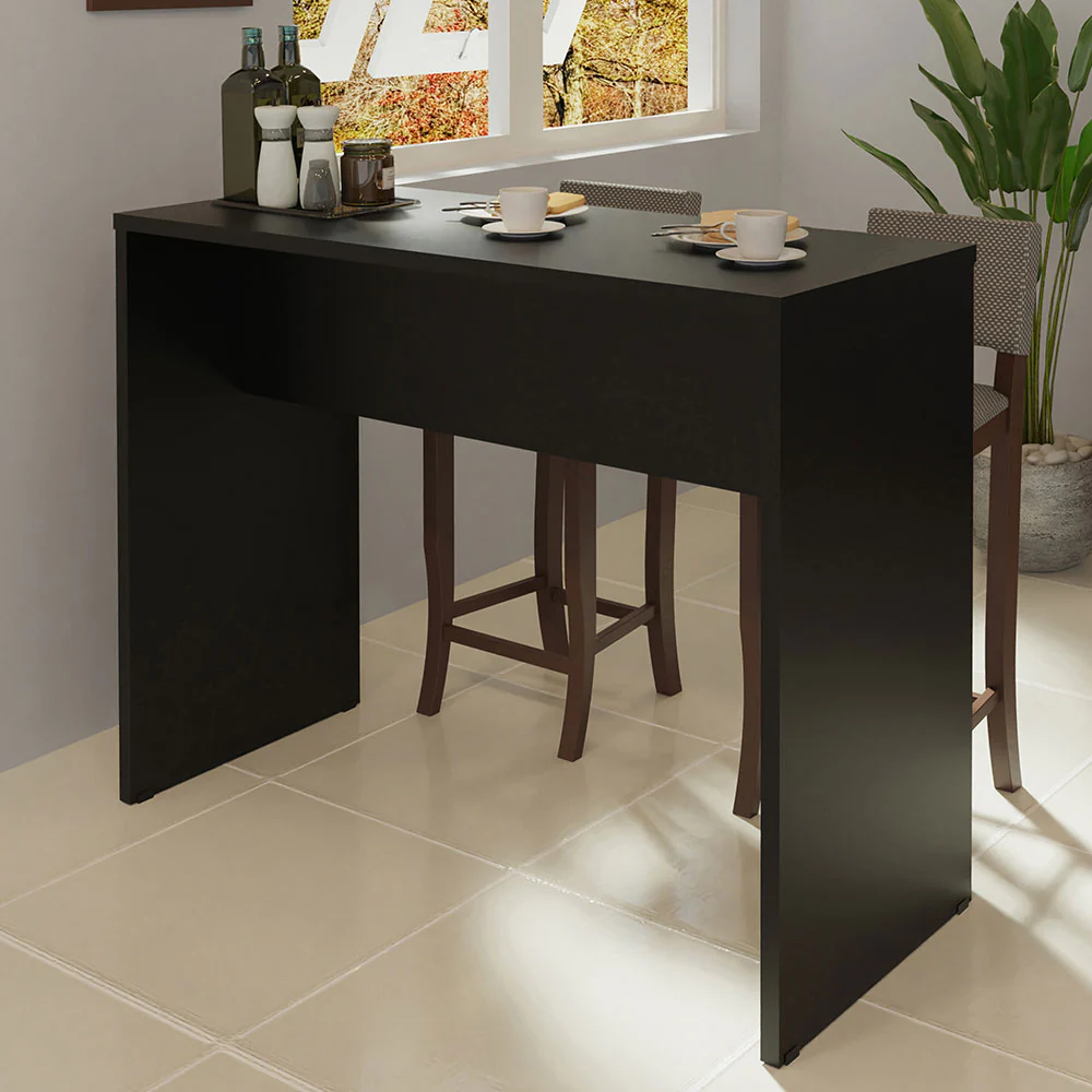 Isla de Cocina con Barra Desayunador 115cm Negro Madesa