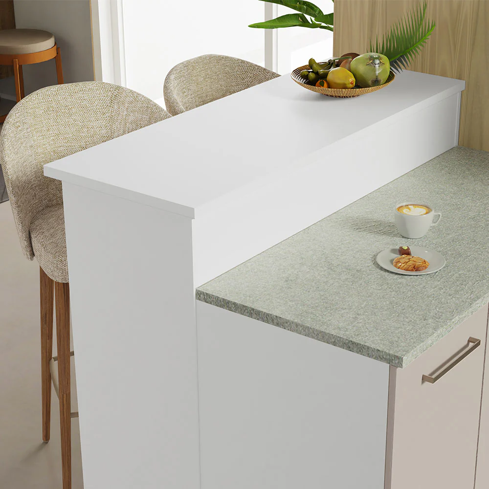 Isla de Cocina con Barra desayunador y Bajo Mesada 120 cm Blanco/Crema Agata Madesa - Image 8