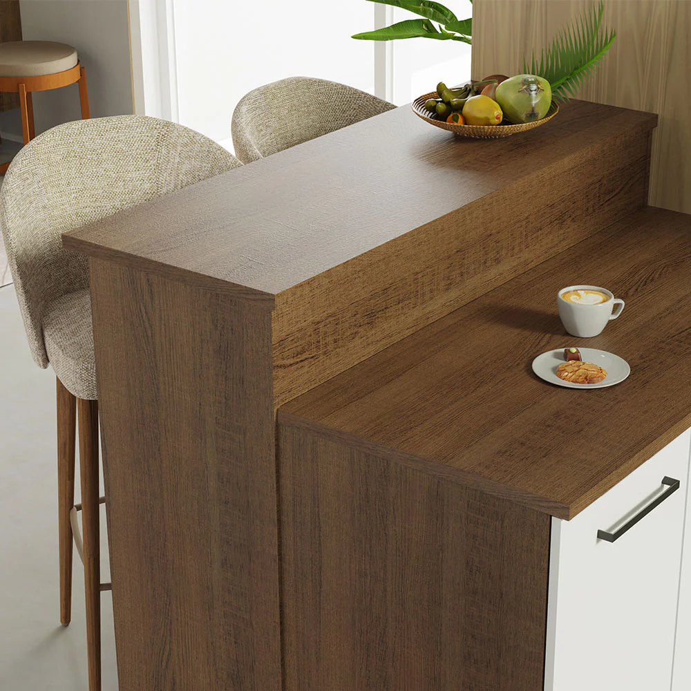Isla de Cocina con Barra desayunador y Bajo Mesada 120 cm Marrón/Blanco Agata Madesa - Image 8