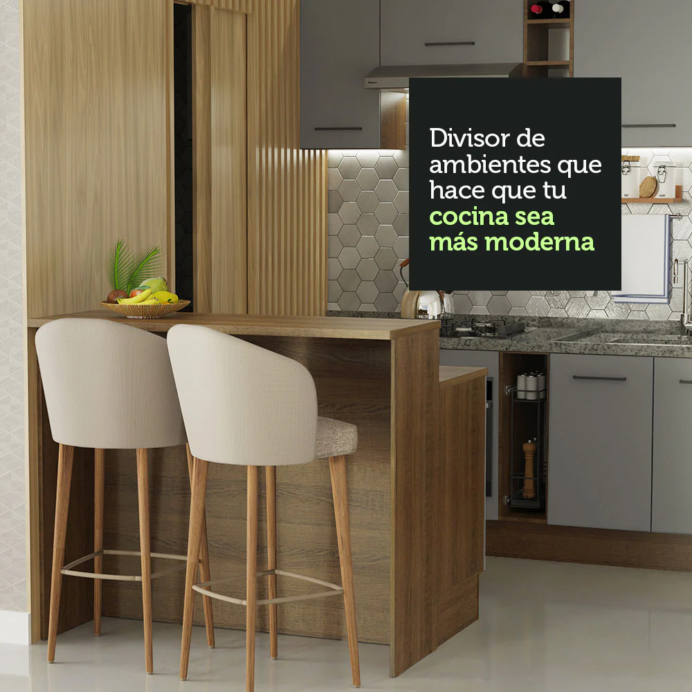 Isla de Cocina con Barra desayunador y Bajo Mesada 120 cm Marrón/Gris Agata Madesa - Image 6