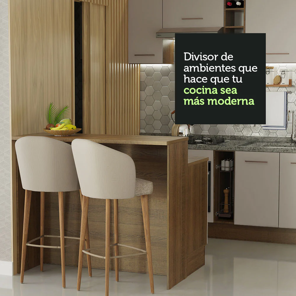 Isla de Cocina con Barra desayunador y Bajo Mesada 120 cm Marrón/Crema Agata Madesa - Image 8