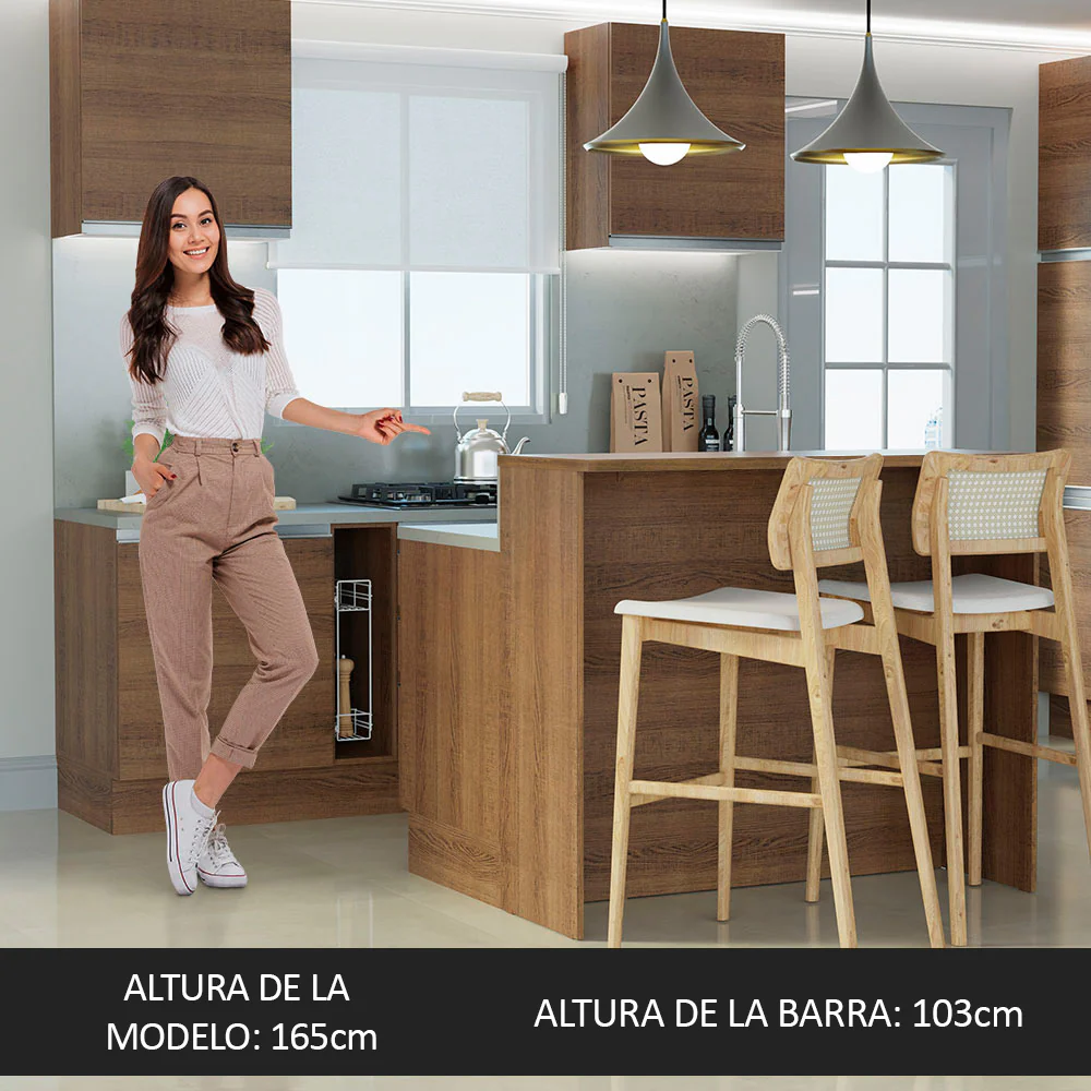 Isla de Cocina con Barra desayunador y Bajo mesada 120 cm Marrón Glamy Madesa - Image 4