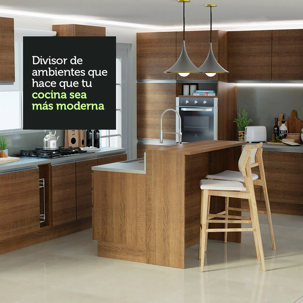 Isla de Cocina con Barra desayunador y Bajo mesada 120 cm Marrón Glamy Madesa - Image 7