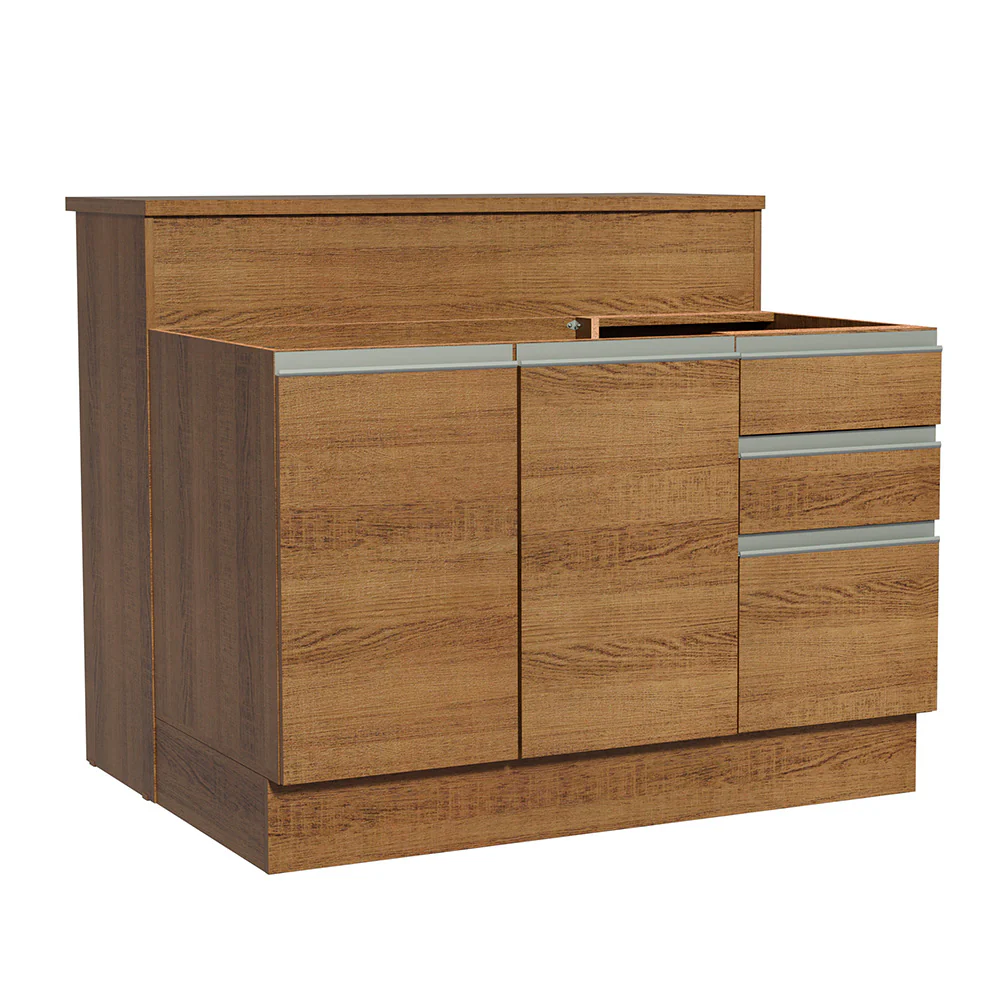 Isla de Cocina con Barra desayunador y Bajo mesada 120 cm Marrón Glamy Madesa - Image 8