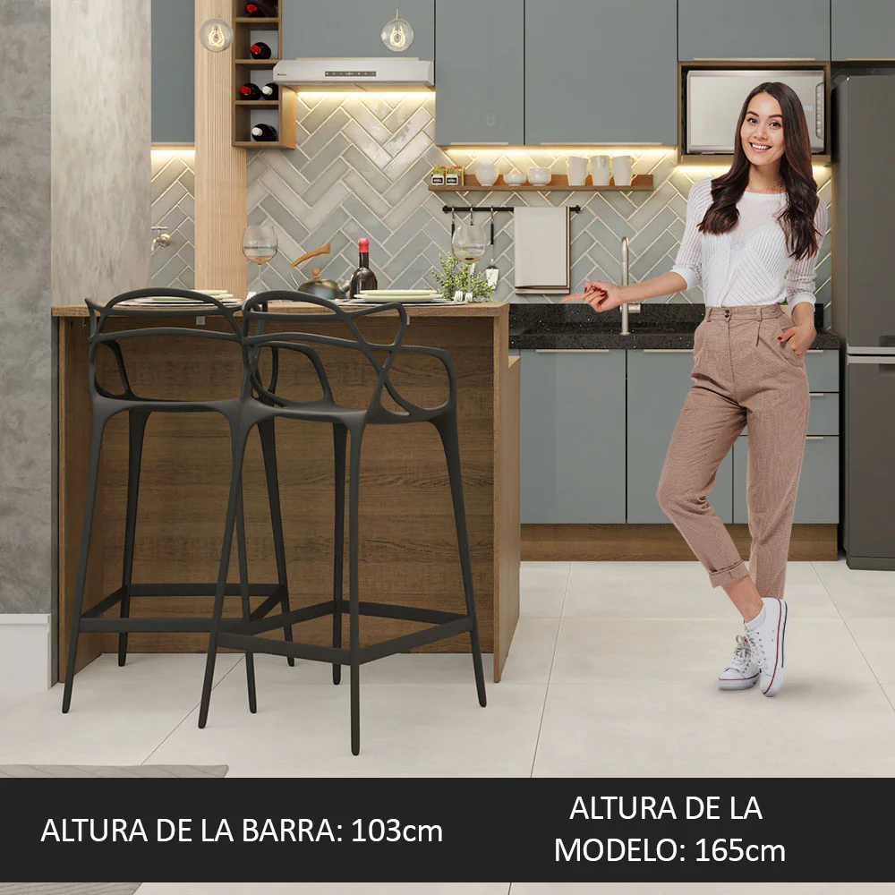 Isla de Cocina con Barra desayunador y Bajo mesada 120 cm Marrón/Gris Glamy Madesa - Image 4