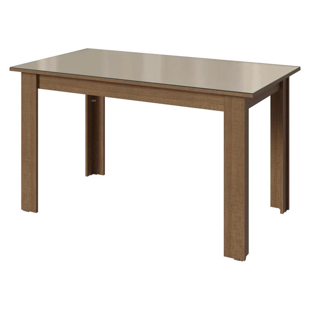 Juego Comedor Elóra Mesa Tapa de Vidrio 6 Sillas Marrón/Crema/Lírio Beige Madesa - Image 4