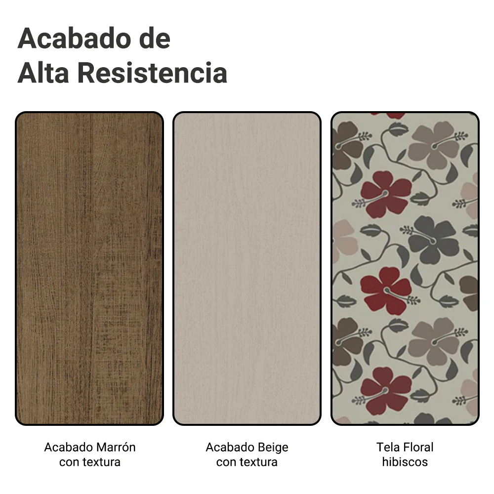 Juego Comedor Lucena Mesa Tapa de Madera 6 Sillas Marrón/Crema/Floral Hibiscos Madesa - Image 10