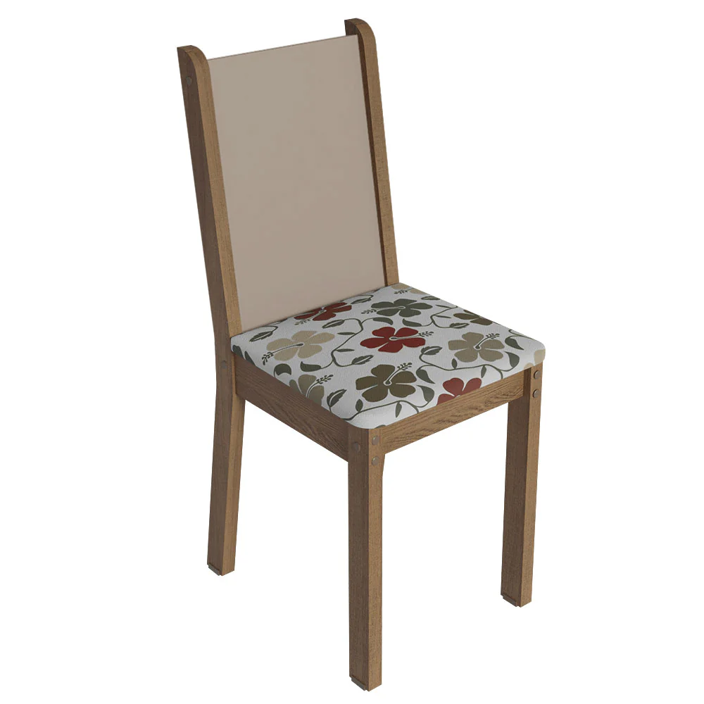 Juego Comedor Lucena Mesa Tapa de Madera 6 Sillas Marrón/Crema/Floral Hibiscos Madesa - Image 6