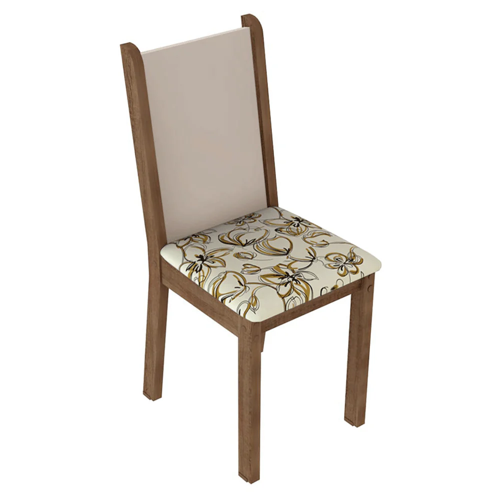 Juego Comedor Lucena Mesa Tapa de Madera 6 Sillas Marrón/Crema/Lírio Beige Madesa - Image 5