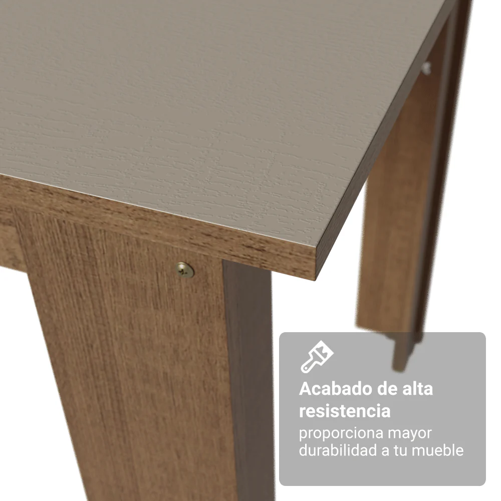 Juego Comedor Lucena Mesa Tapa de Madera 6 Sillas Marrón/Crema/Lírio Beige Madesa - Image 6