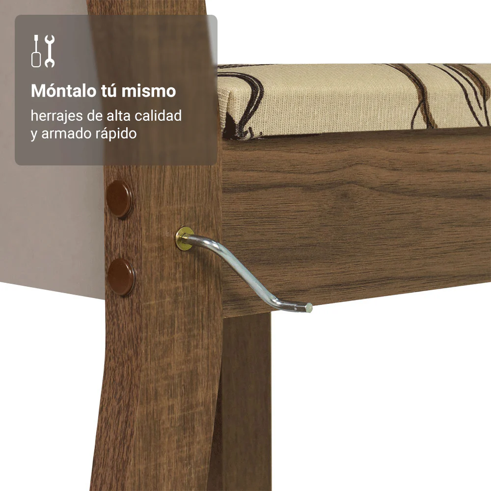 Juego Comedor Lucena Mesa Tapa de Madera 6 Sillas Marrón/Crema/Lírio Beige Madesa - Image 7