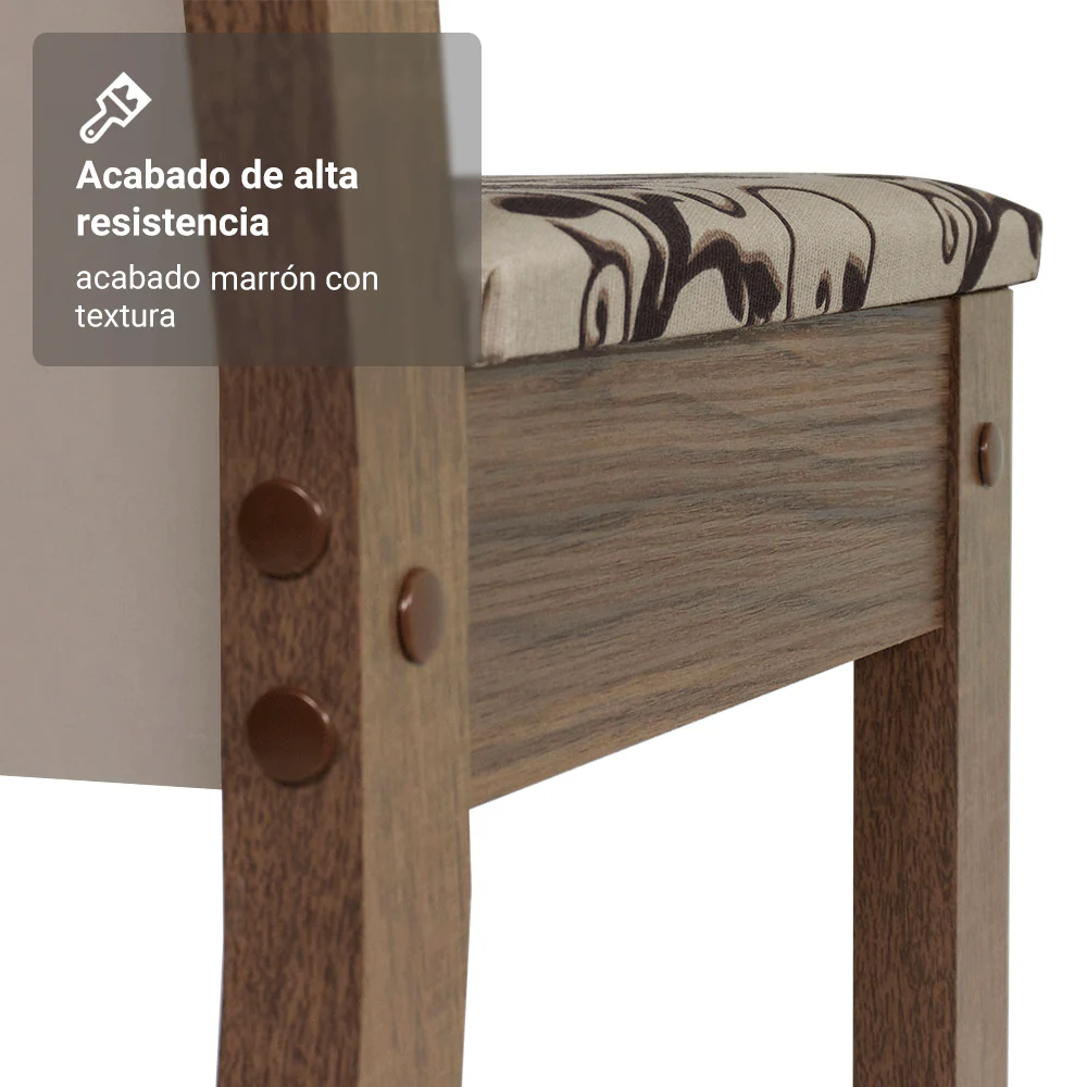 Juego Comedor Magnólia Mesa Tapa de Vidrio 4 Sillas Marrón/Crema/Beige Marrón Madesa - Image 9