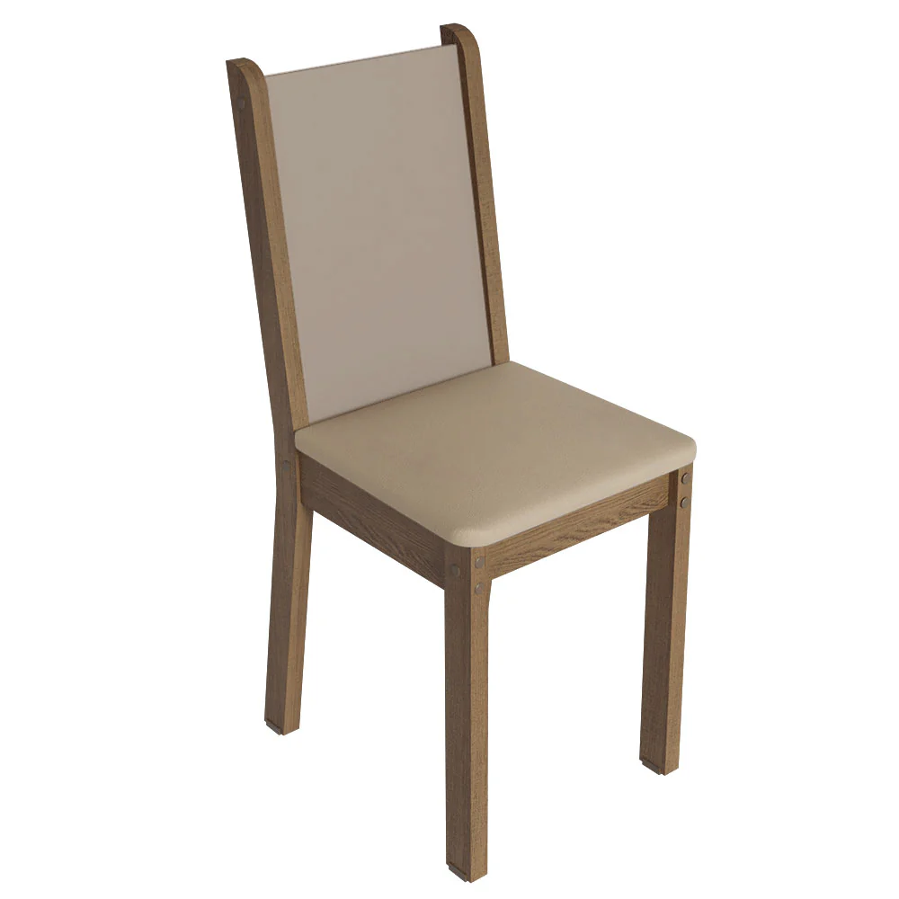 Juego Comedor Magnólia Mesa Tapa de Vidrio 4 Sillas Marrón/Crema/Sintético Beige Madesa - Image 6