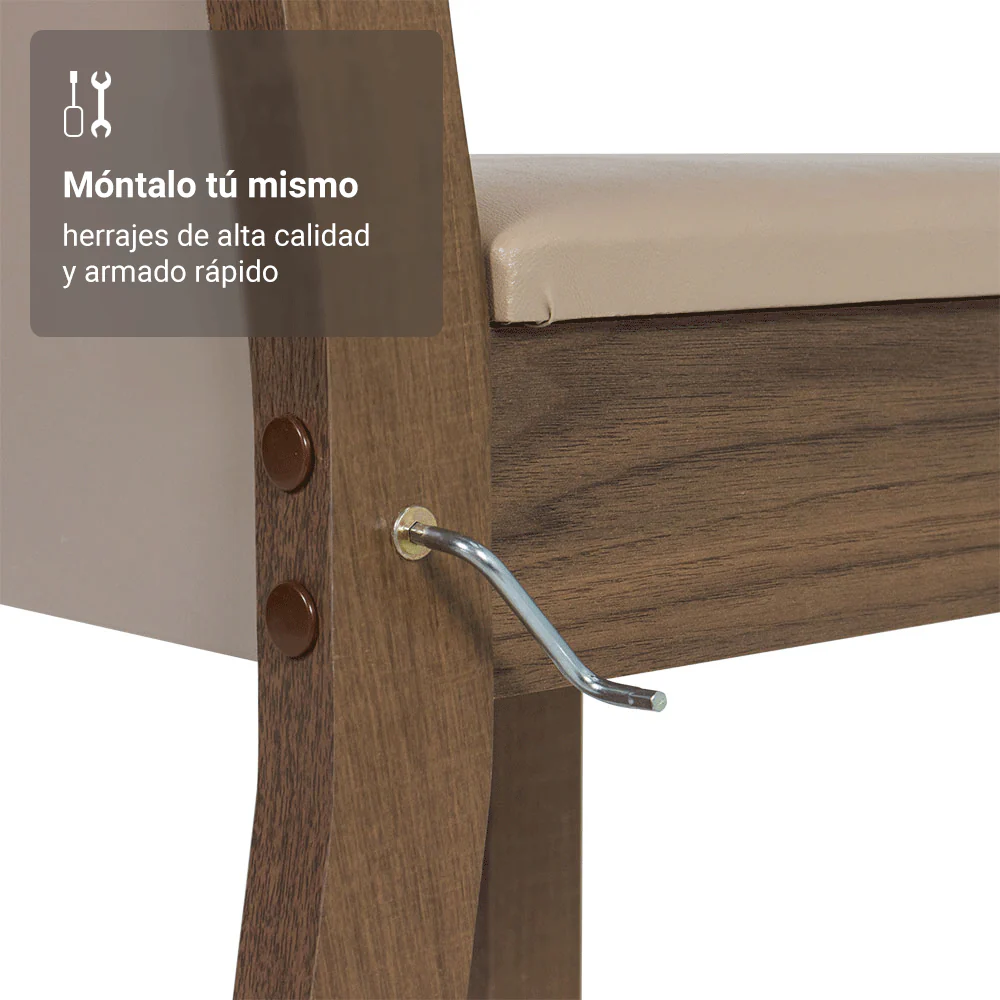 Juego Comedor Mesa con Tapa de Vidrio 6 Sillas Marrón/Crema/Beige Heloísa Madesa - Image 6